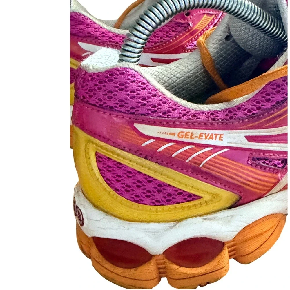 Asics Running Shoes Womens 8 Gel-Evate Pink Orange Yellow T3D8N EUC